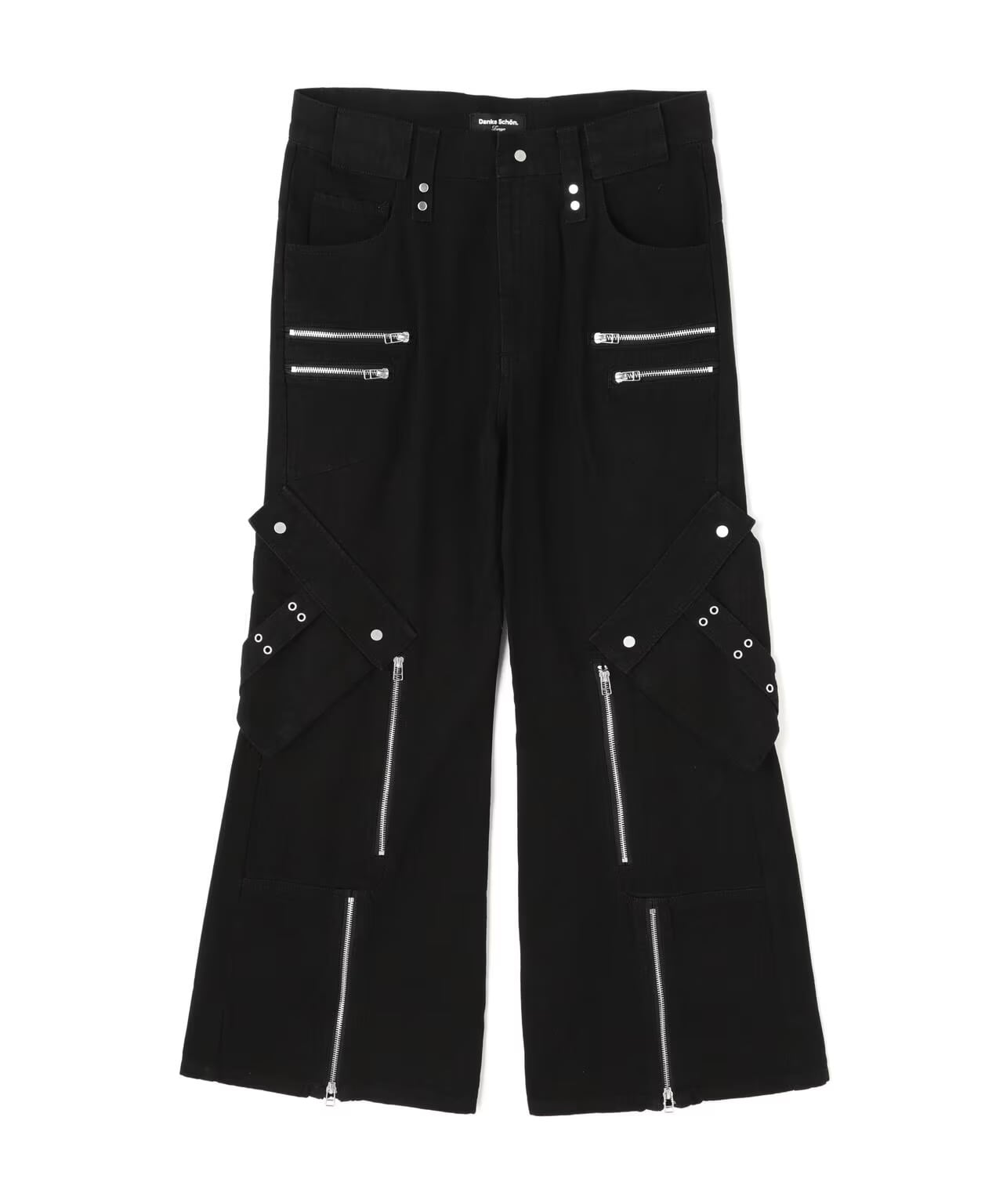 Danke Schon 11oz Denim Zip Pocket Flare Cargo Pants Black S