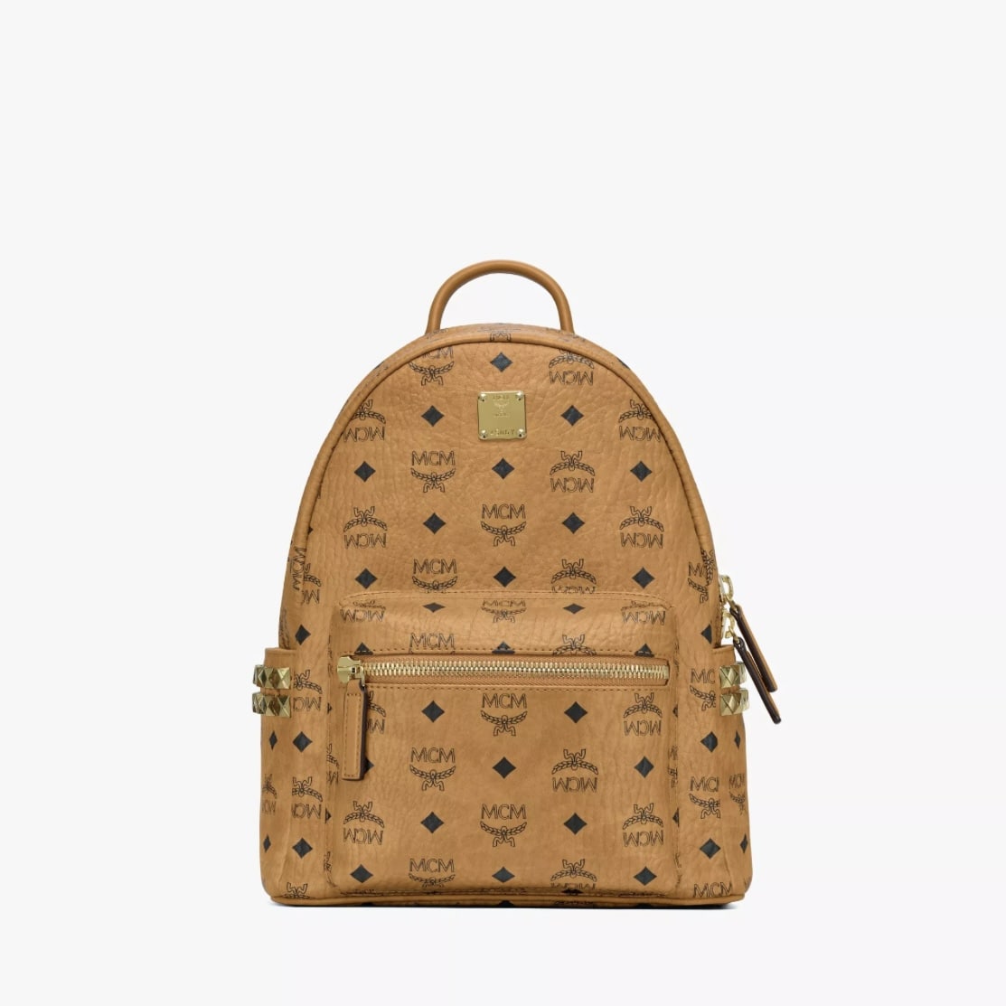 MCM Stark Side Studs Backpack Small Cognac Small