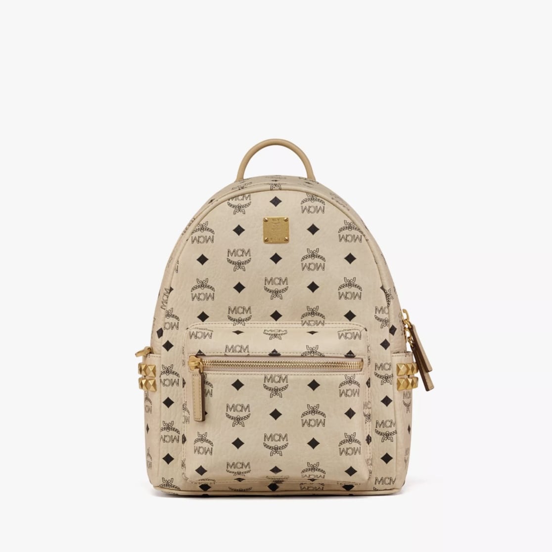MCM Stark Side Studs Backpack Small Beige Small