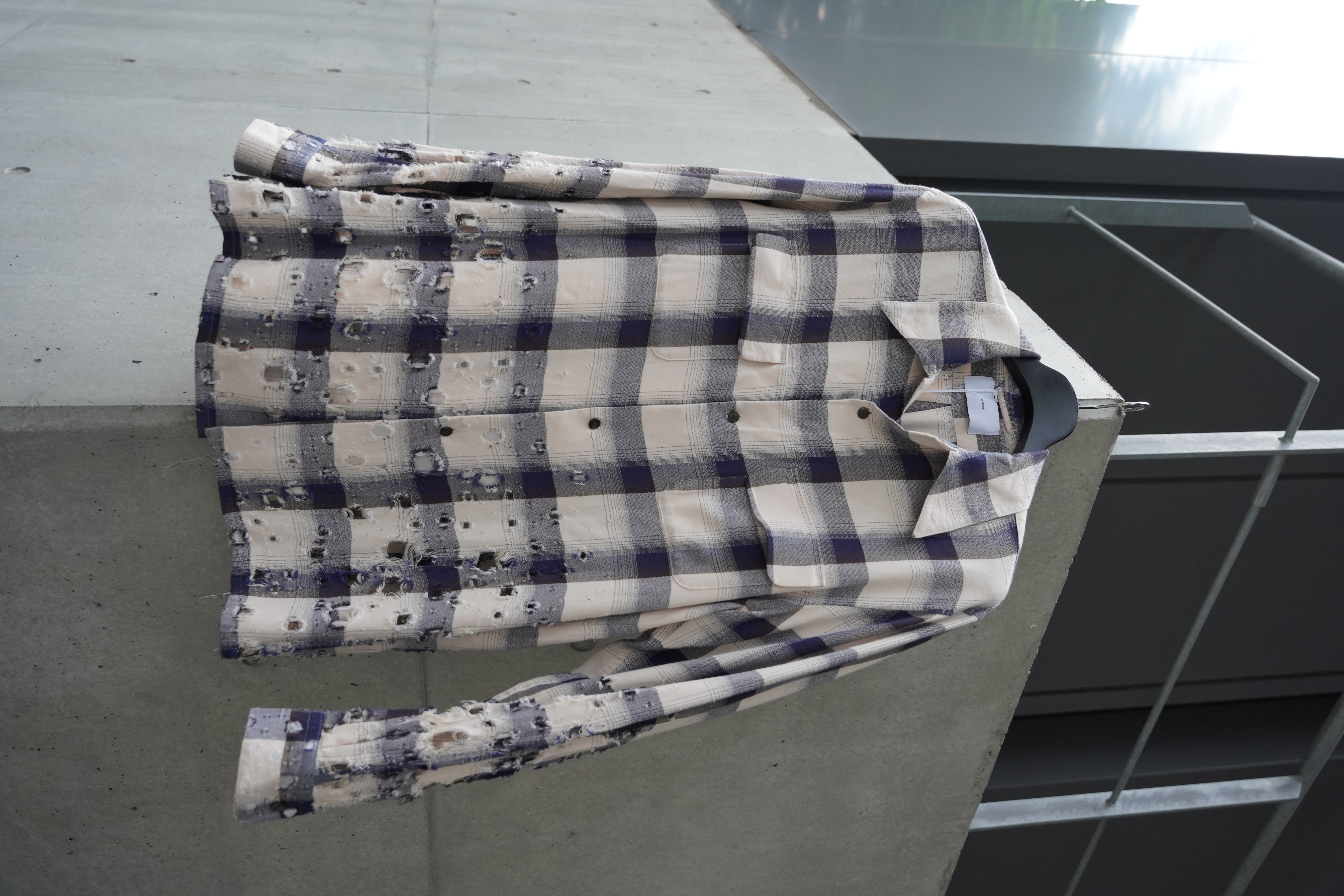 SUGARHILL 25ss "Obmre Destroyed Shirt" Navy Ombre 2