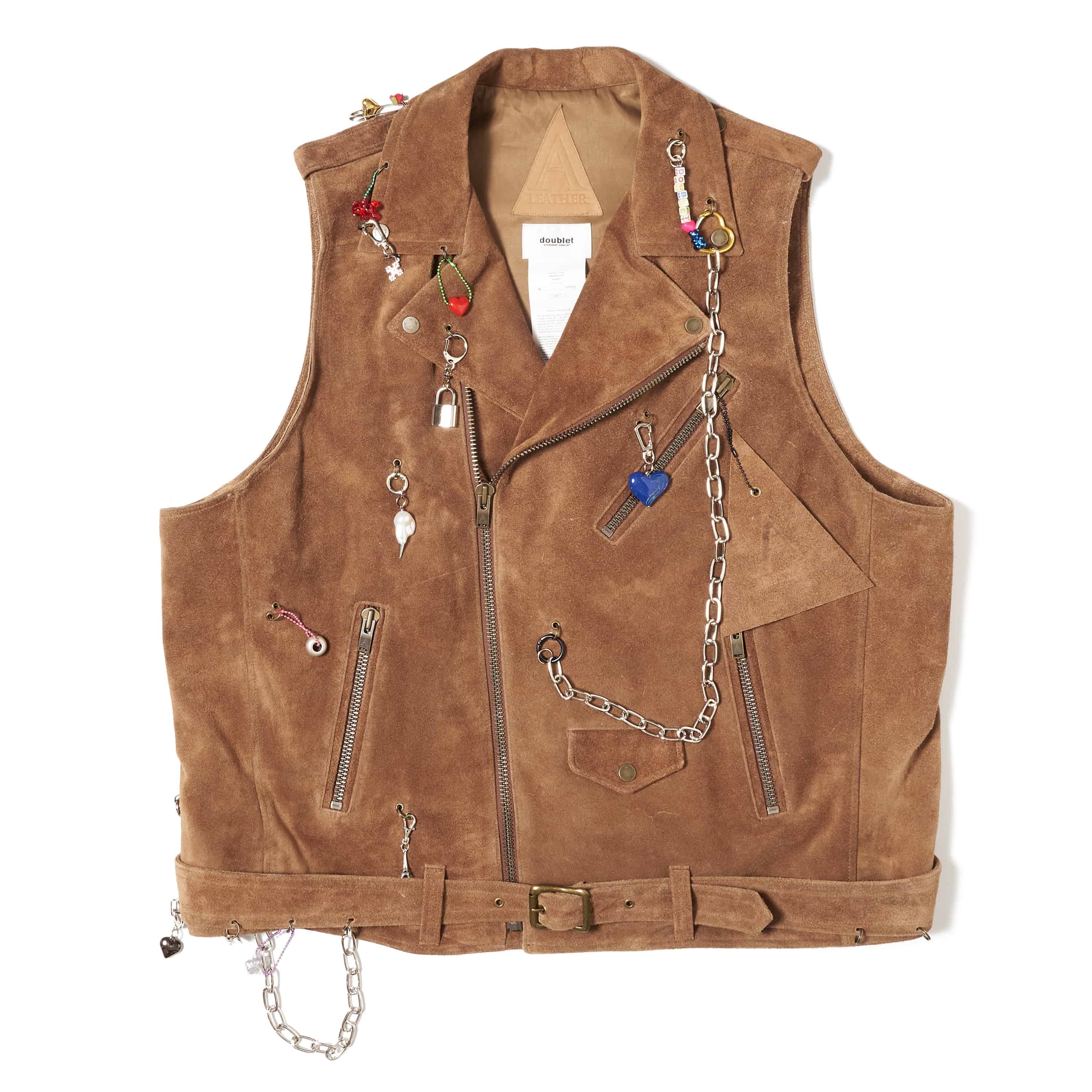 doublet 25aw "KEY CHAIN DECORATED LEATHER VEST" Camel Camel M
