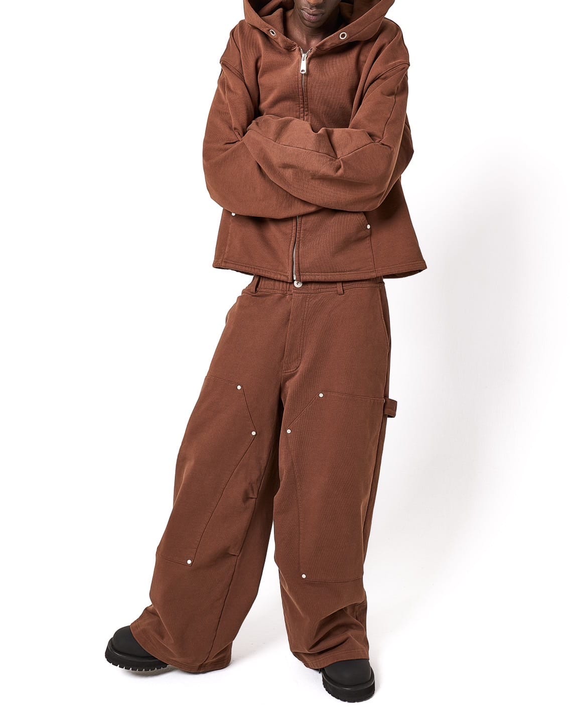Danke Schon 25aw "480HW Sweat W-Knee Painter Pants" Brown Brown S
