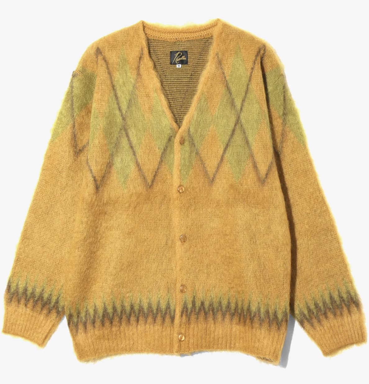 Needles 25aw "Mohair Cardigan - Argyle" Mustard S