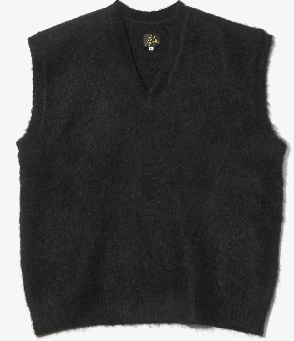 Needles 25aw "Mohair Knit Vest - Solid" Black Black S