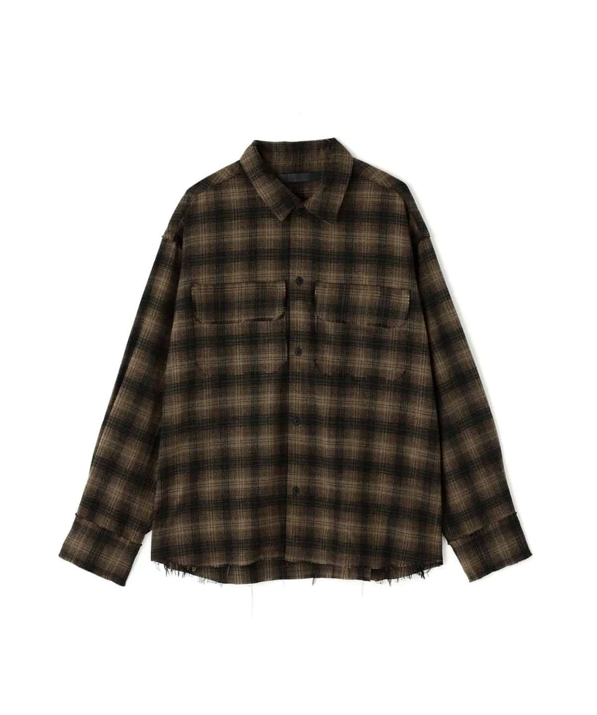 Danke Schon 25aw "Cutoff Check Shirts" Brown Brown M