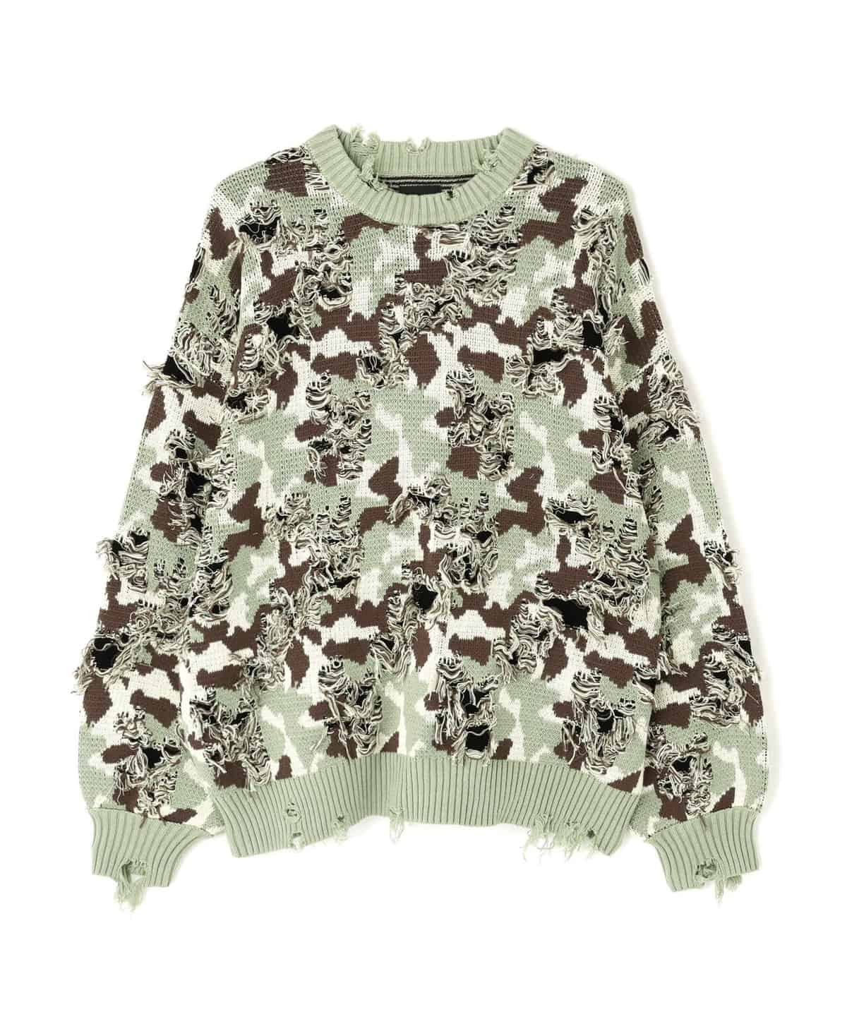 Danke Schon 25aw "Camo Knit Crewneck" Green Green M