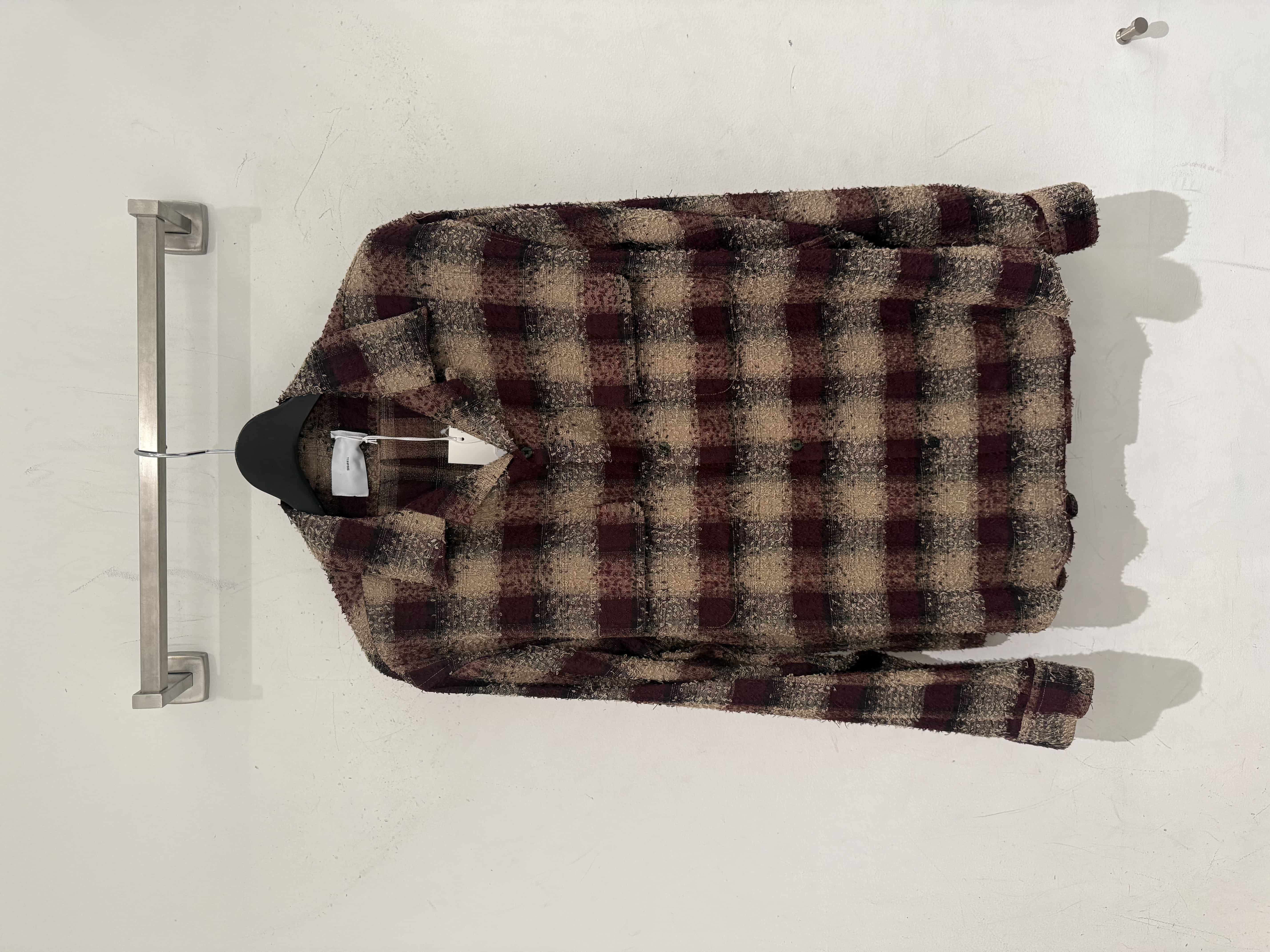 SUGARHILL 25aw "Hairly Plaid Open Collor Shirt" Wine Red Wine Red 2