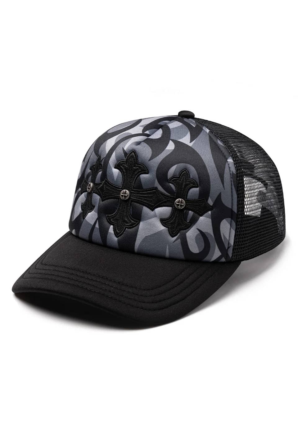 SUPPLIER 25aw "Tribal Camo Cross Leather Patch Mesh Cap" Black One Size