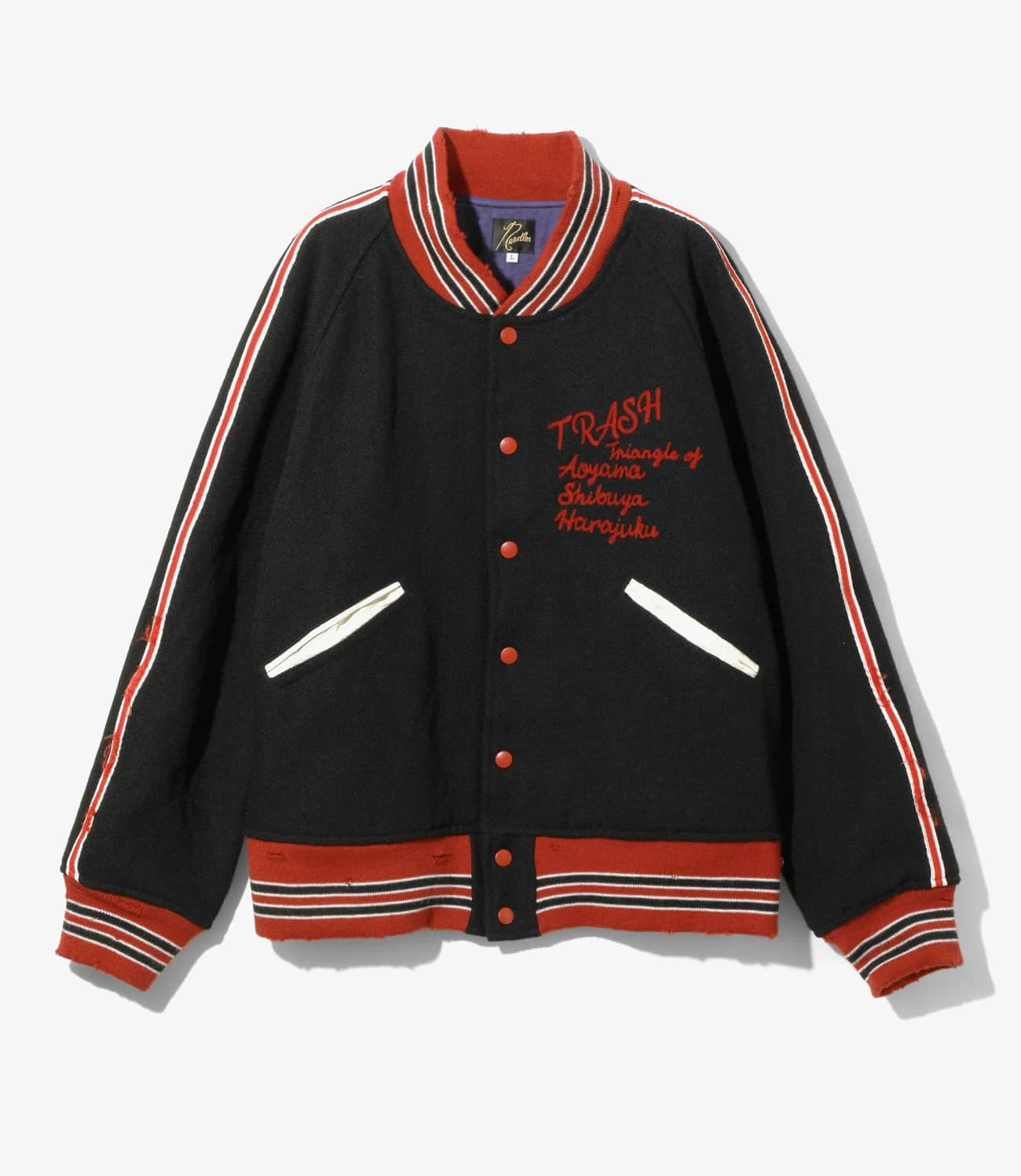 Needles 25aw "Deconstructed Lettered Jacket - Wool Melton" Black M