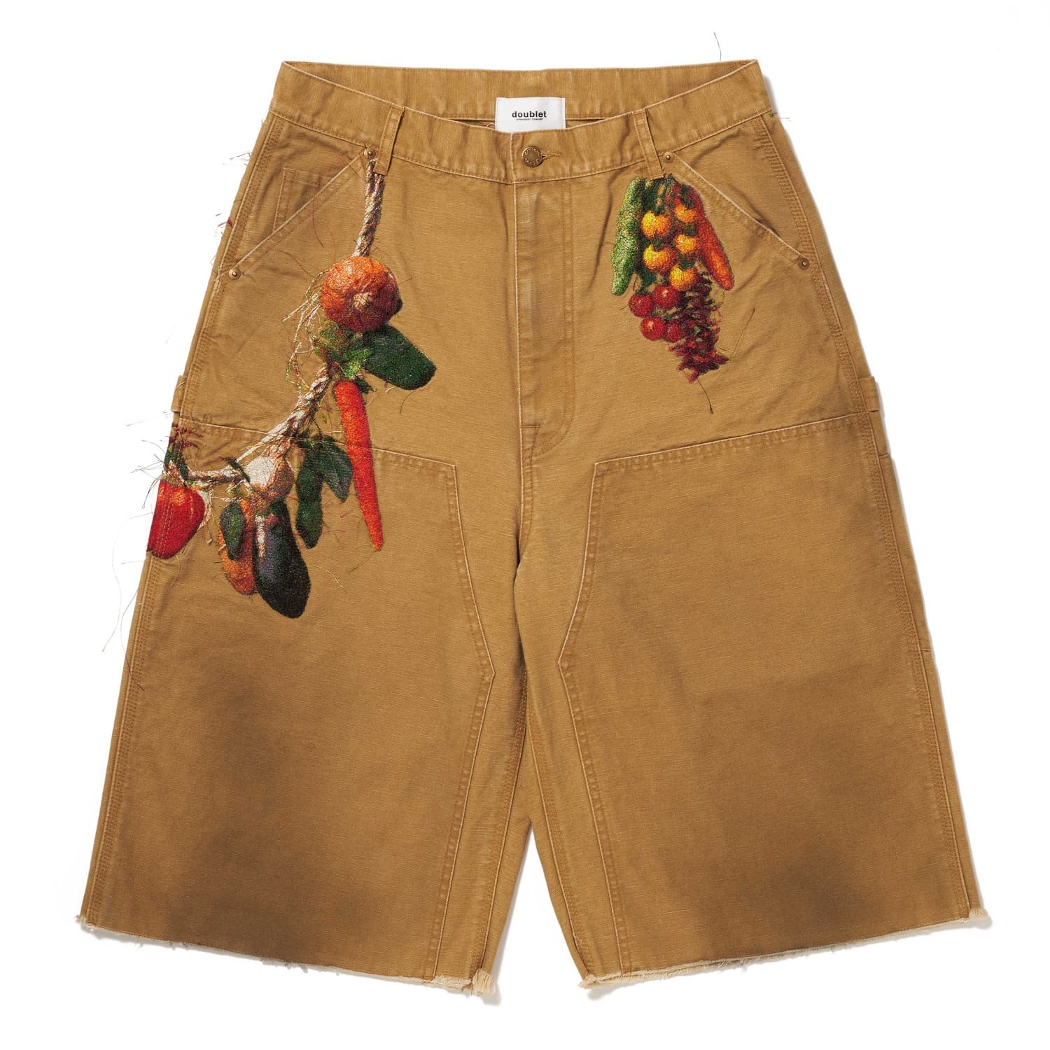 doublet 26ss "VEGETABLE EMBROIDERY CUT-OFF PANTS" Beige Beige S