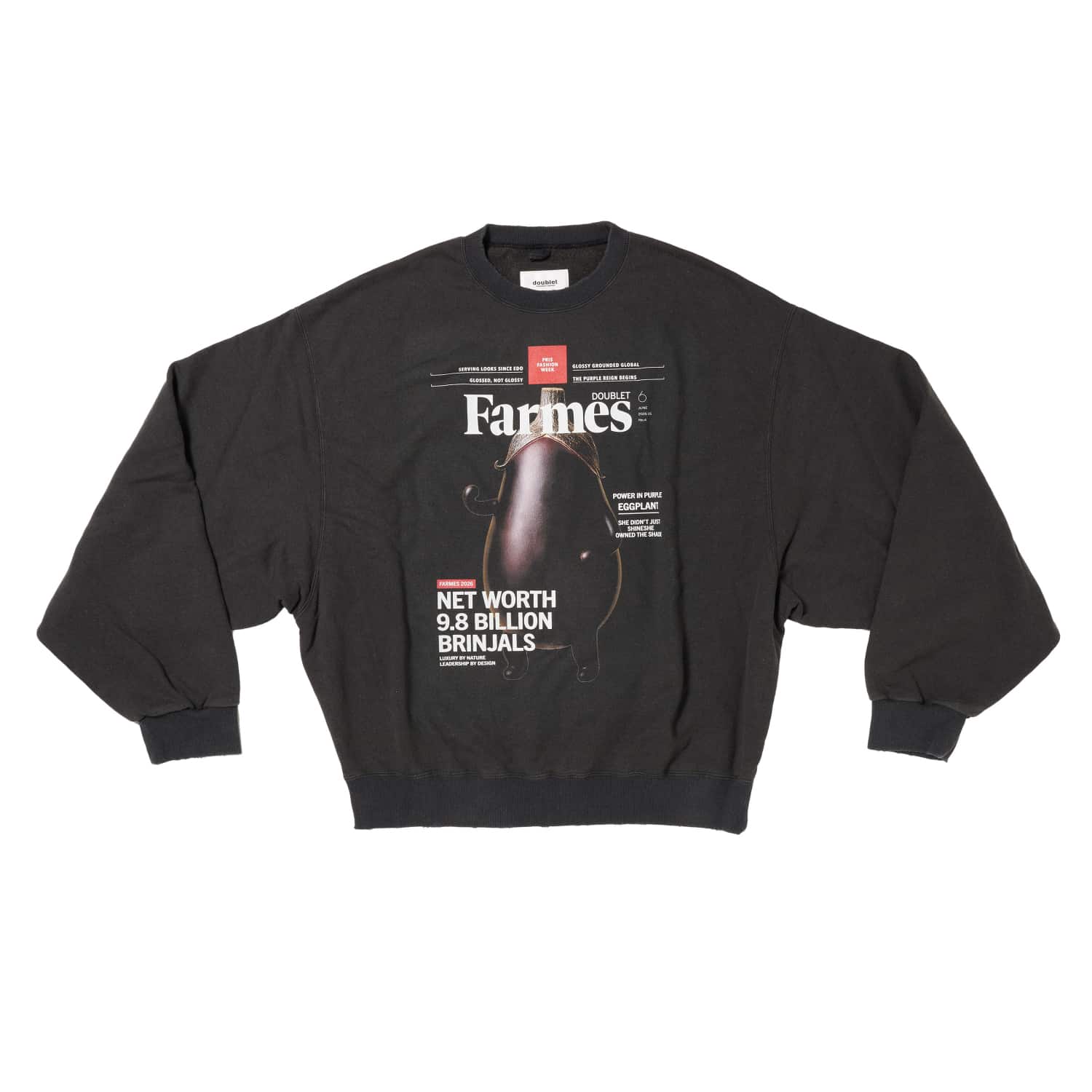 doublet 26ss "FARMES MAGAZINE COVER SWEAT SHIRT" Black Black M