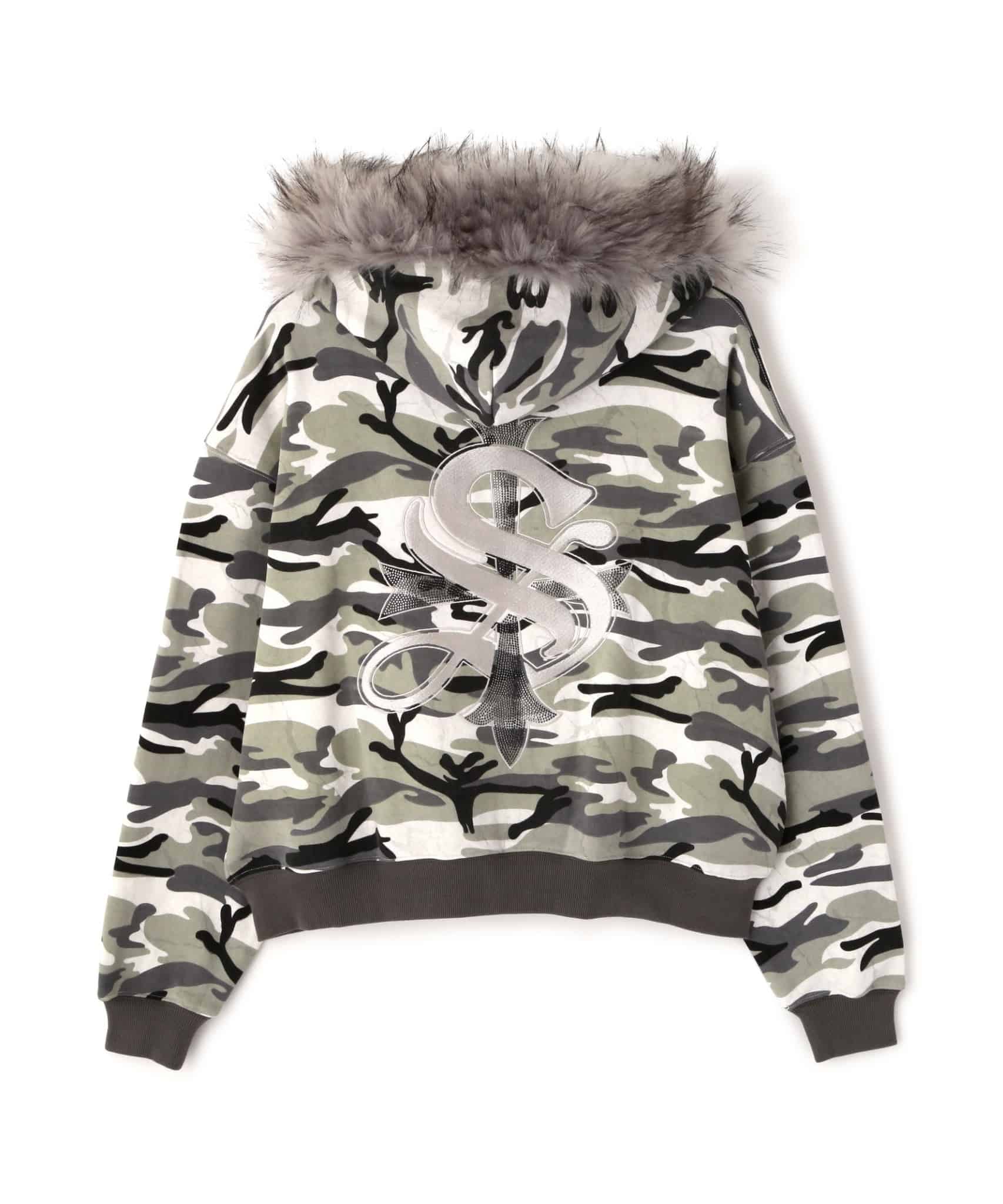 【先行予約 1月24日発売】SUPPLIER 26ss "Exclusive Faux Fur Cross Hoodie" Grey Camo Grey Camo M