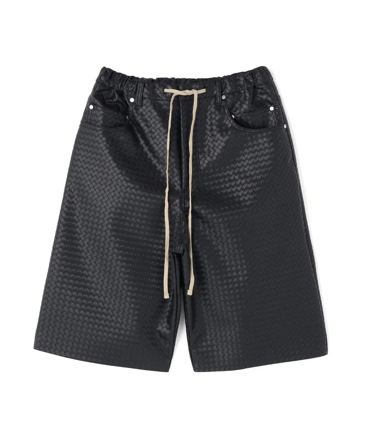 Danke Schon 26ss "Woven Faux Leather Shorts" Black Black M