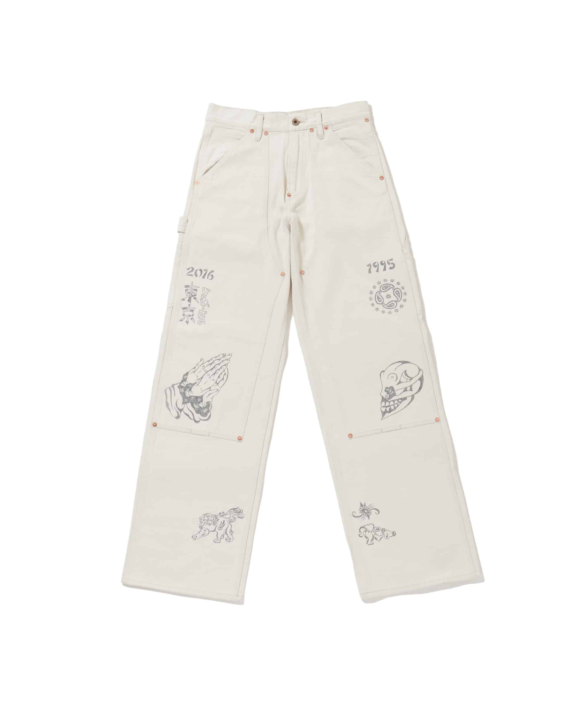 【先行予約 3月14日】SUGARHILL 26ss "Tattoo Flash Print Modern Denim Double Knee Cut" Ecru 30