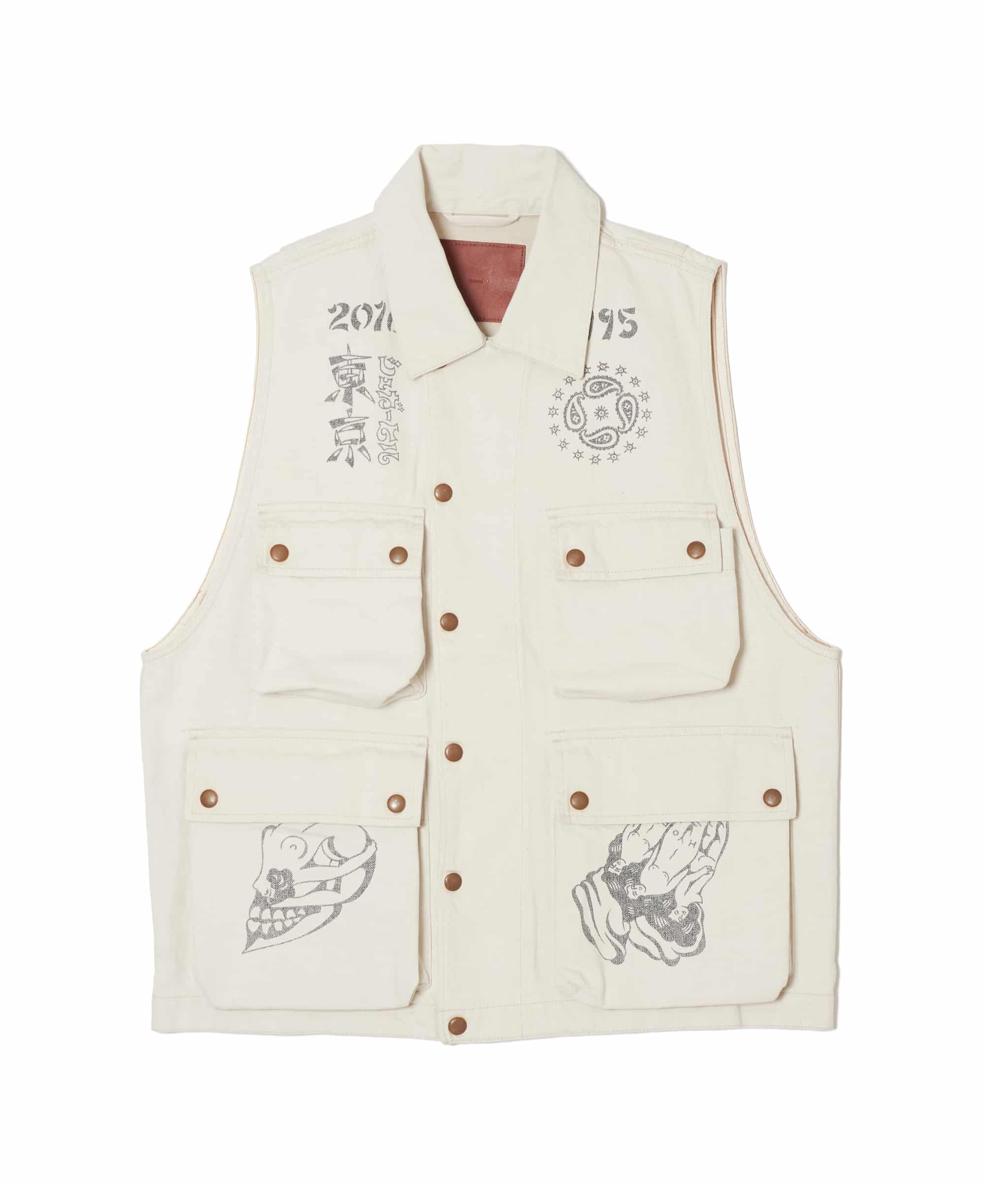 【先行予約 3月14日】SUGARHILL 26ss "Tattoo Flash Print Denim Vest" Ecru 2