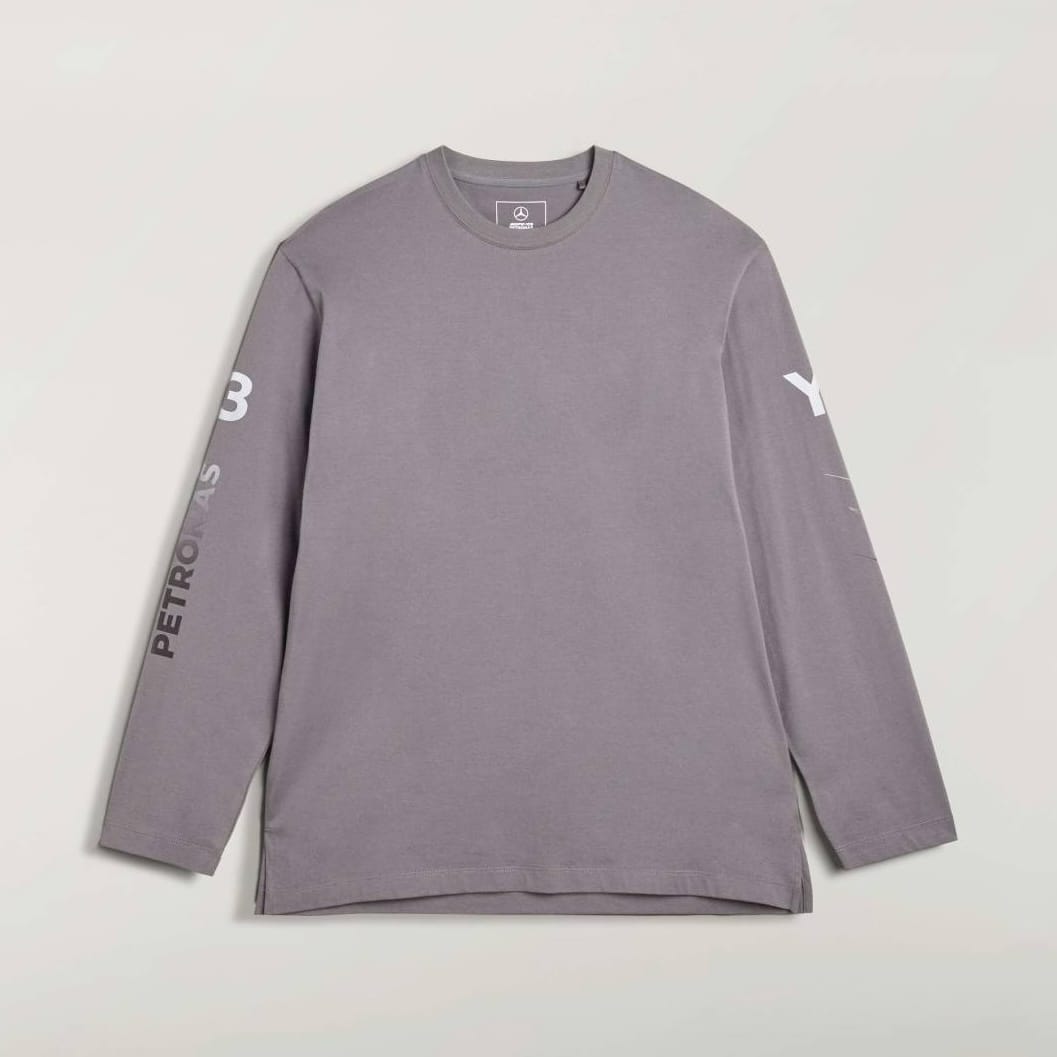 Y-3 MERCEDES - AMG PETRONAS FORMULA 1 TEAM 26ss "Chaos Logo L/S Tee" Granite Granite S