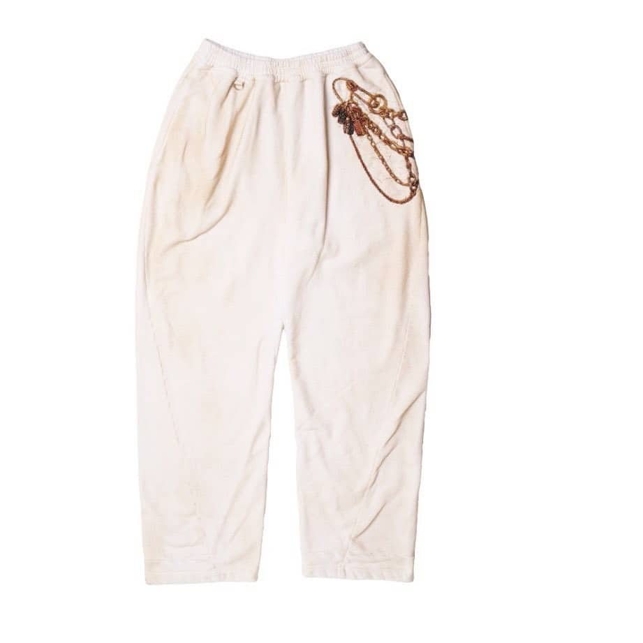 doublet 26aw "TROMPE L’OEIL EMBROIDERYSWEATPANTS" White White S