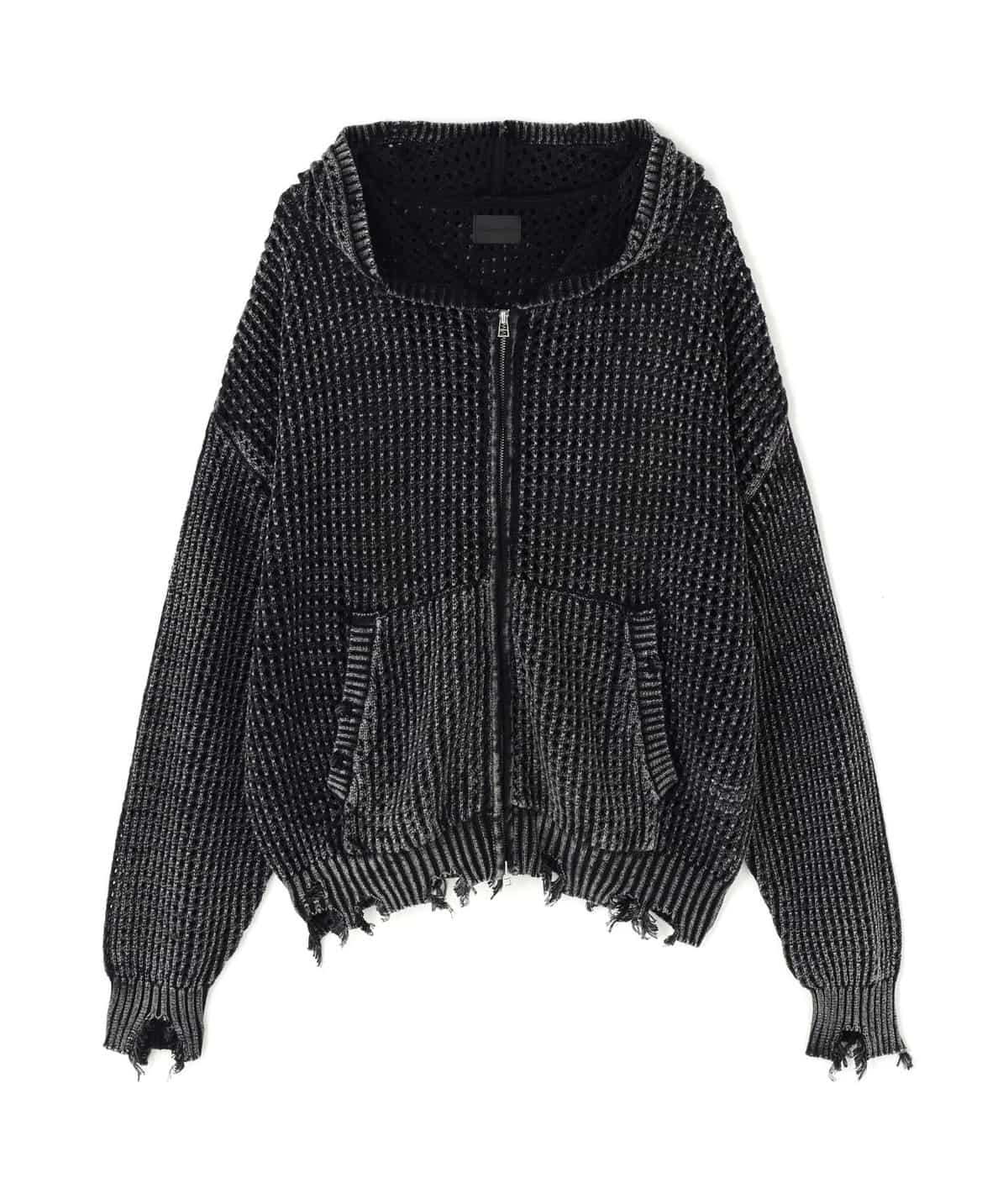 Danke Schon 26ss "Pigment Damage Mesh Hoodie" Black M