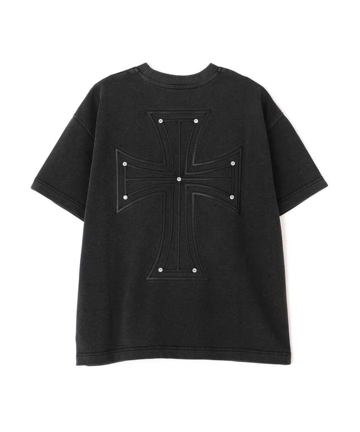 UNKNOWN LONDON 26aw "Exclusive Leather Cross Tee" Black Black S