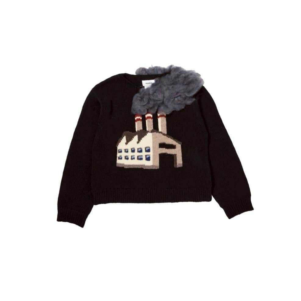 doublet 26aw "SMOKING FACTORY INTARSIA KNIT PULLOVER" Black Black M