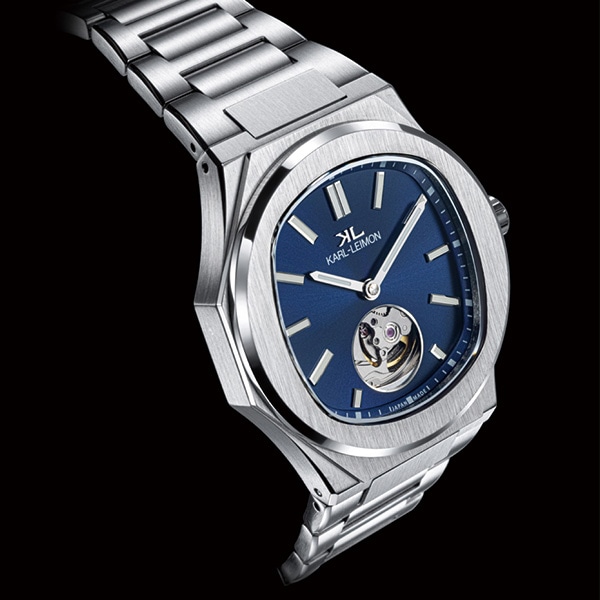 《KARL- LEIMON》マジェスティ オープンハート ブルー MOBL01 自動巻 メンズ