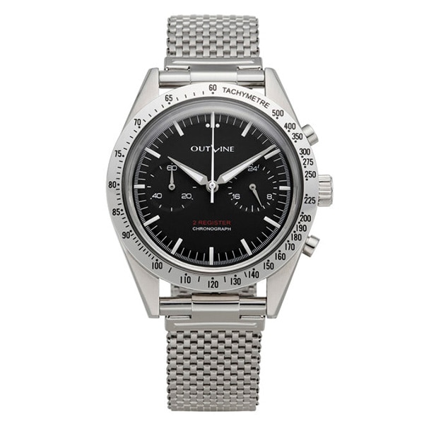 【OUTLINE】2レジスタークロノ シリーズII YK20241-2MBBK ブラック×メタルベゼル クォーツ