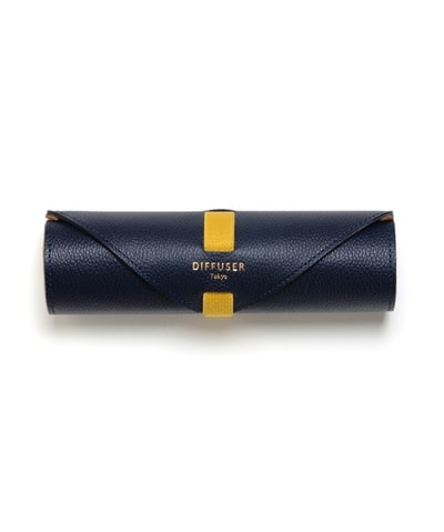DIFFUSER　シュリンク　レザーロールアイウェアケース Navy & Camel ONESIZE