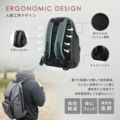 【SIMCLEAR】TUNAGU BAG　２WAYリュック ブラック H44×W30×D16cm