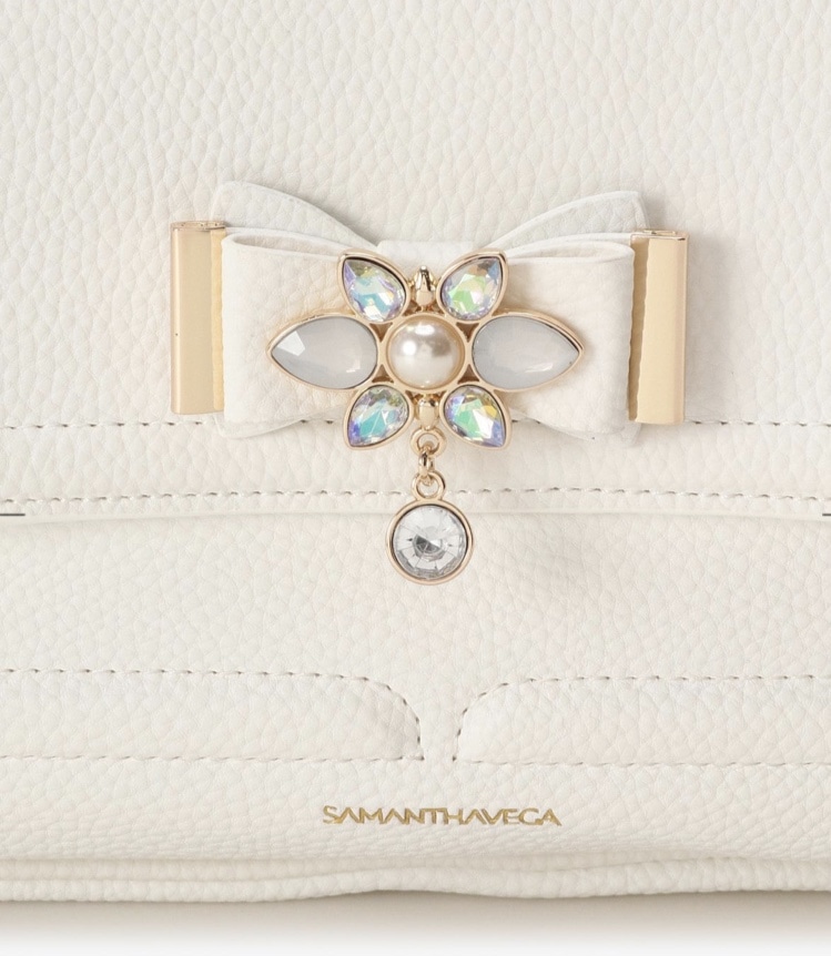 ビジューリボンリュック(大) ホワイト 0