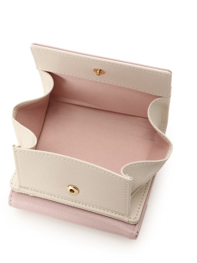 フロントバックル折財布【ピンク】 ピンク