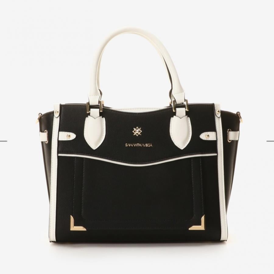 シンプルビジューハンドバッグ ブラック 0