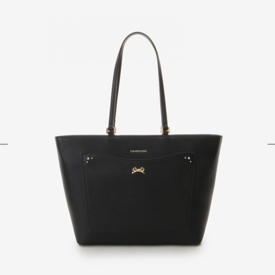 シンプルリボントートバッグ ブラック 0