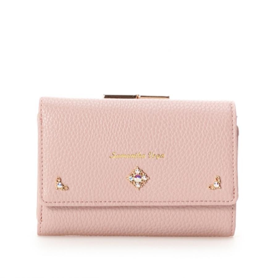 【再入荷】シンプルビジュー折財布 ブラック 0