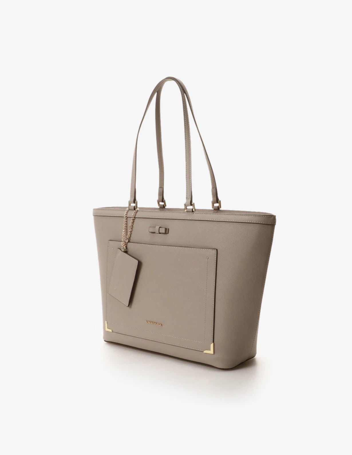  シンプルリボントートバッグ ベージュ