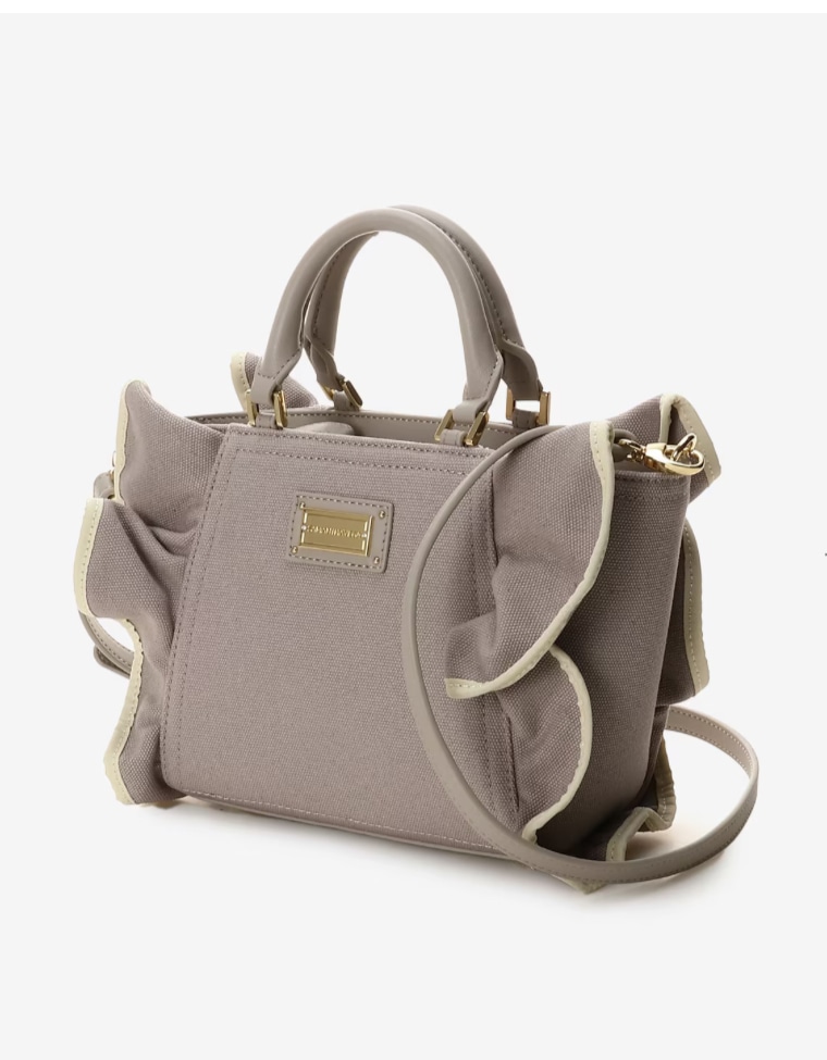 パイピングフリルハンドバッグ（小）【ダークグレー】 ダークグレー