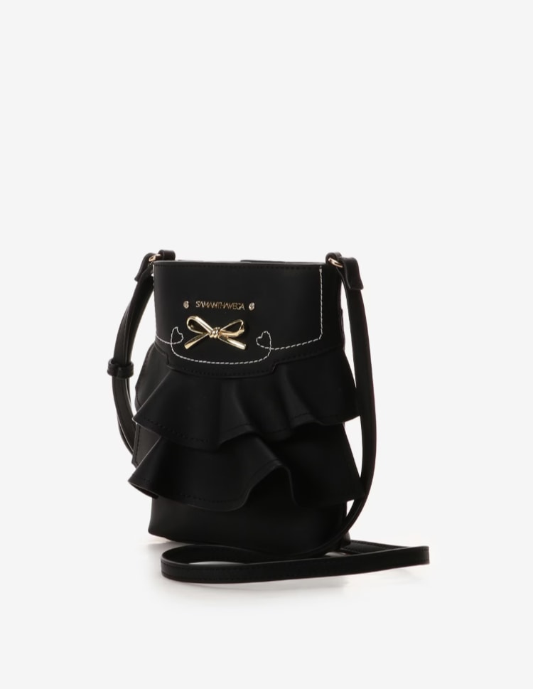 フリルリボンショルダーバッグ【ブラック】 ブラック