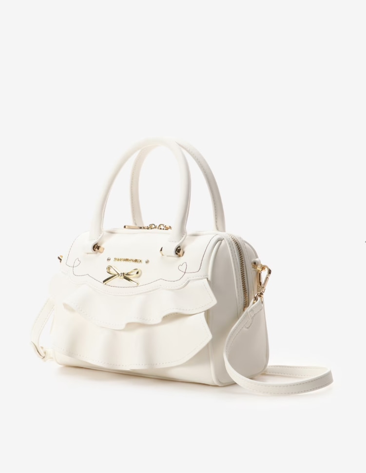 フリルリボンハンドバッグ【ホワイト】 ホワイト