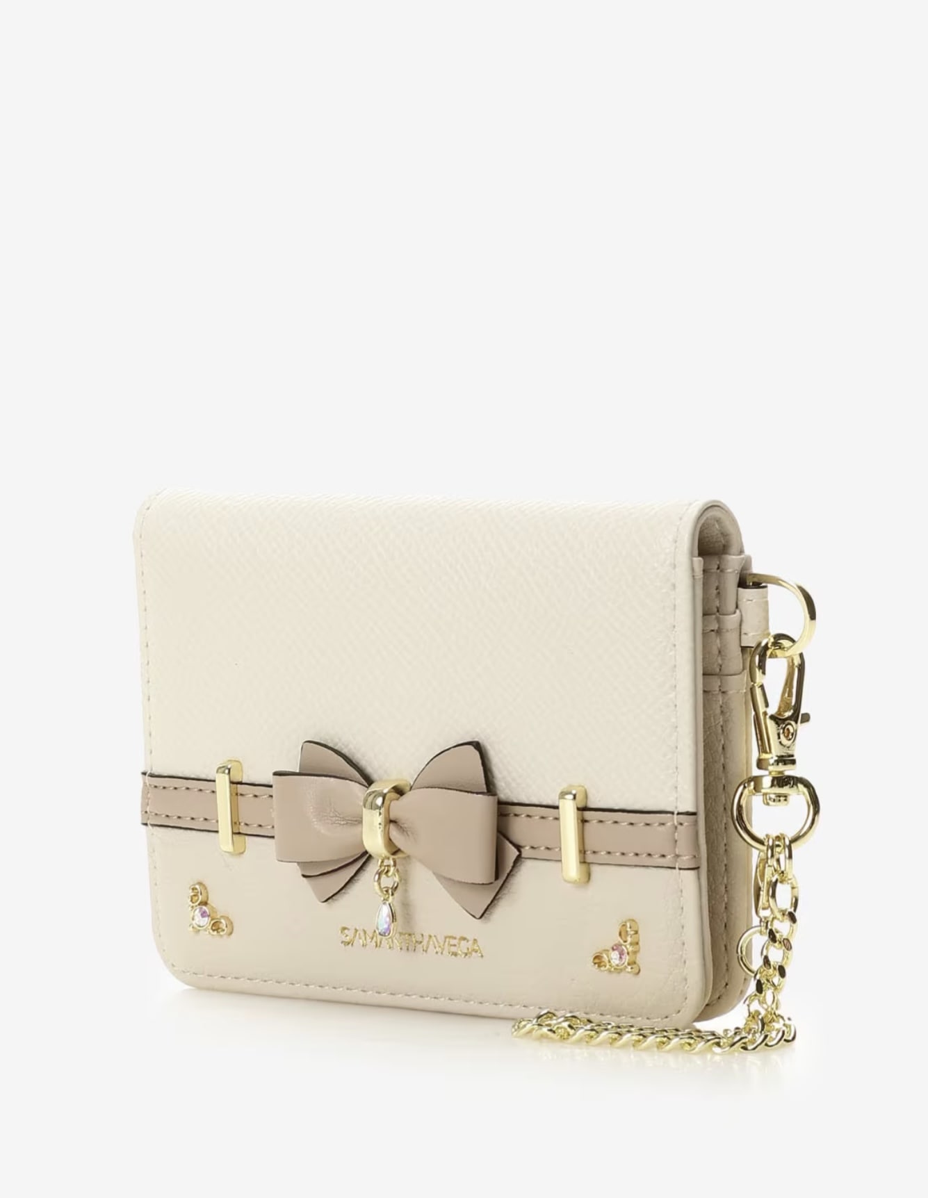 バイカラーアクセントリボンパスケース【オフホワイト】 オフホワイト