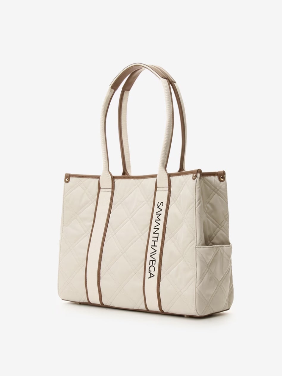 ロゴテープキルティングA4トートバッグ【ホワイト】 ホワイト