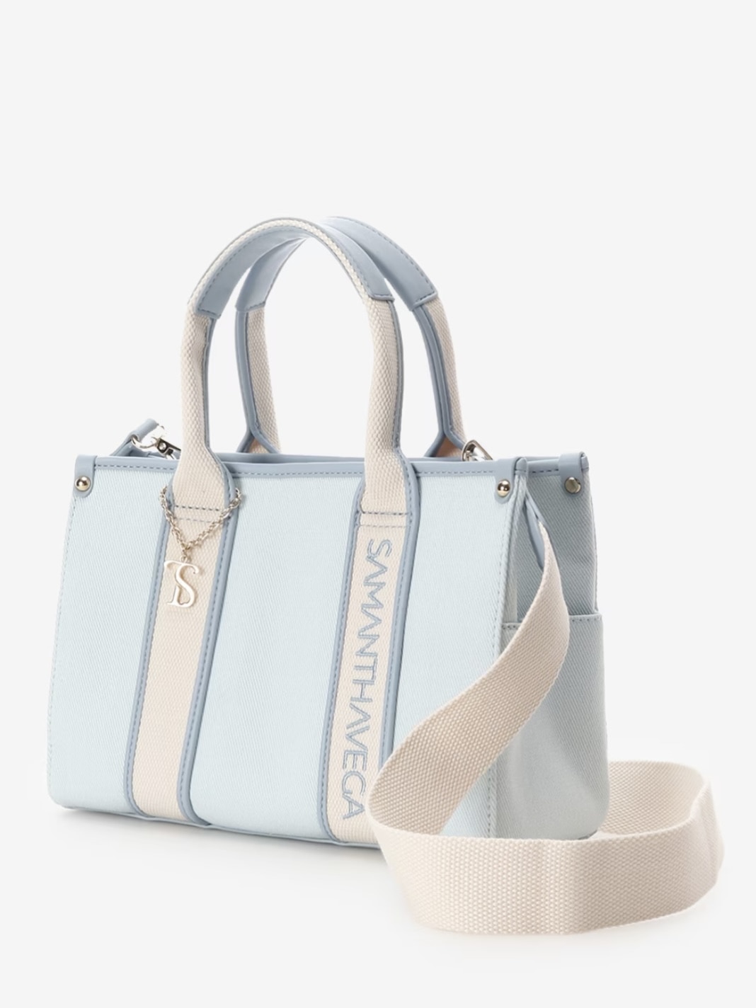 ロゴテープキャンバストートバッグ（小）【ライトブルー】 ライトブルー