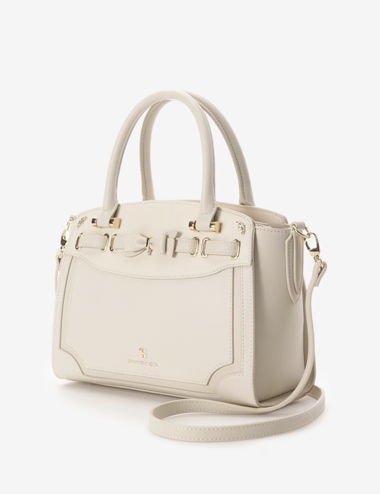 フロントリボンベルトハンドバッグ【オフホワイト】 オフホワイト