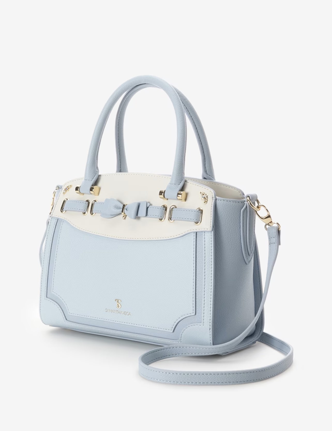 フロントリボンベルトハンドバッグ【ライトブルー】 ライトブルー