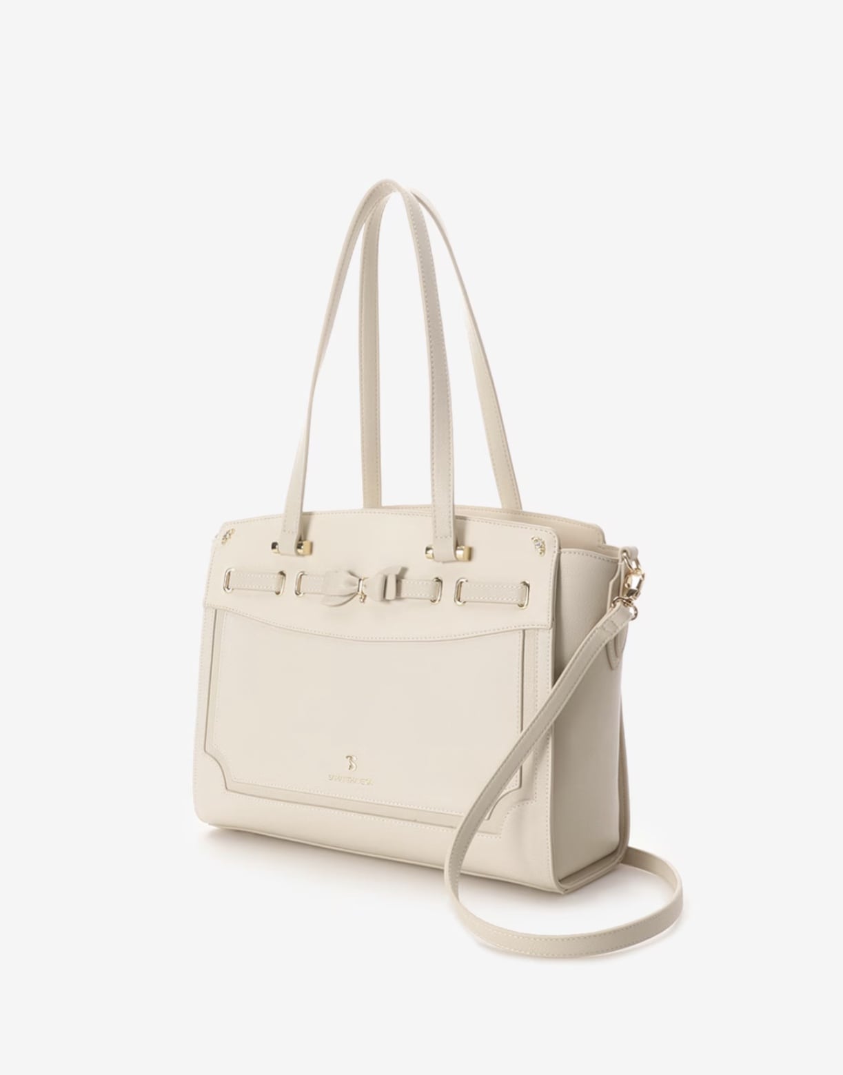 フロントリボンベルトトートバッグ【オフホワイト】 オフホワイト