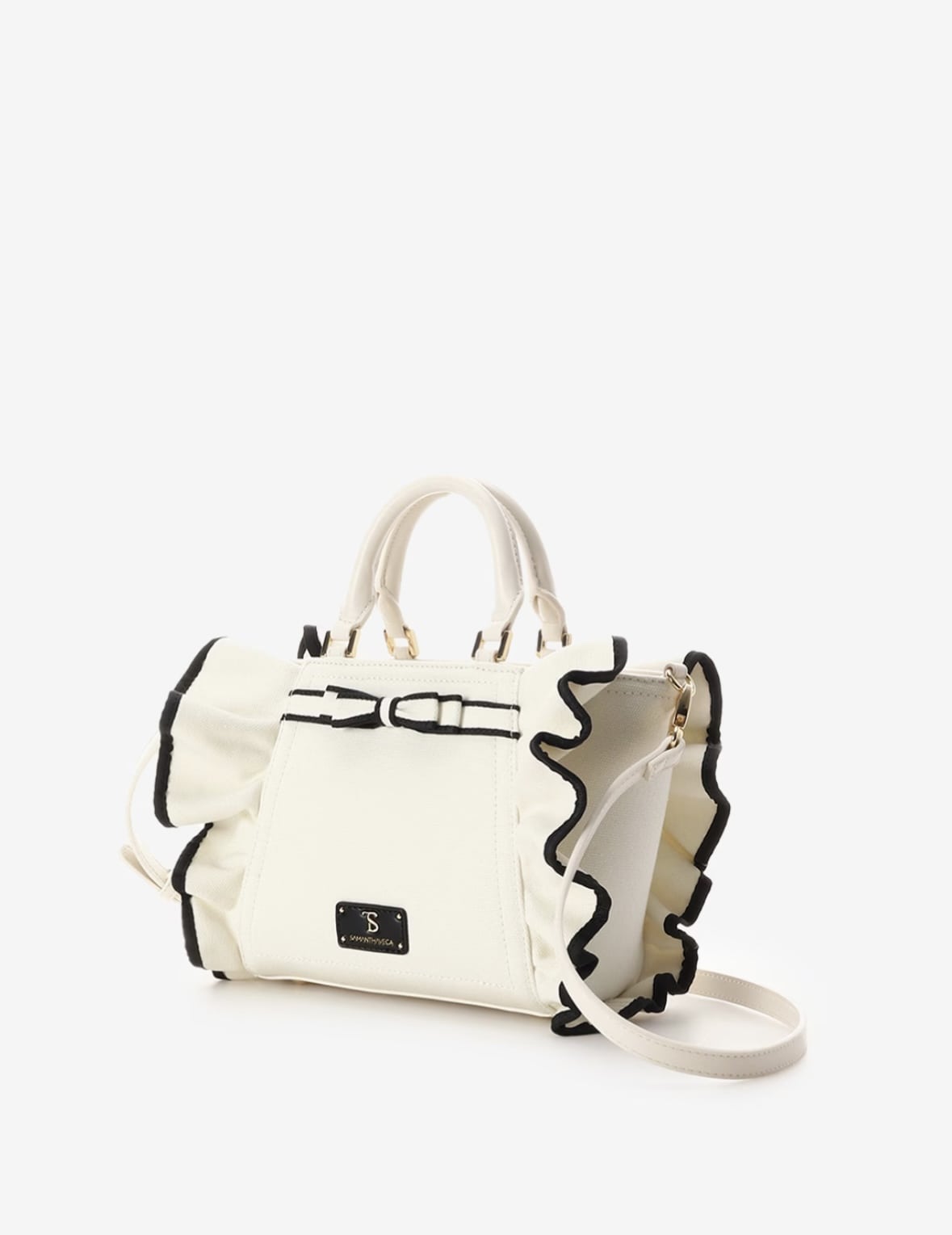 リボンフリルハンドバッグ（小）【ホワイト】 ホワイト