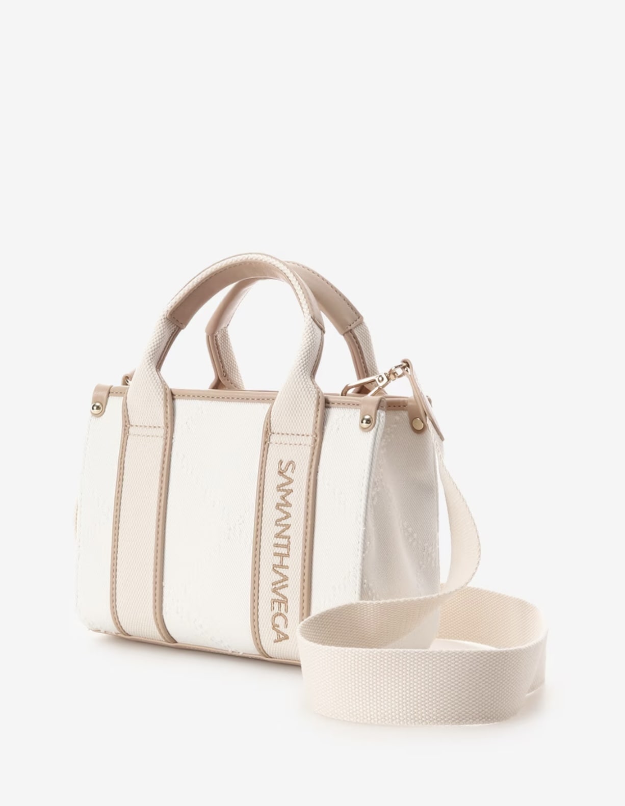 ロゴテープデニムトート(ミニ)【ホワイト】 ホワイト