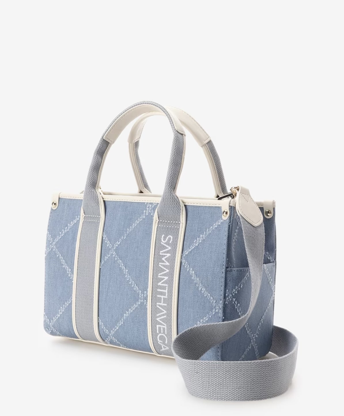 ロゴテープデニムトート(小)【ブリーチデニム】 ブリーチデニム