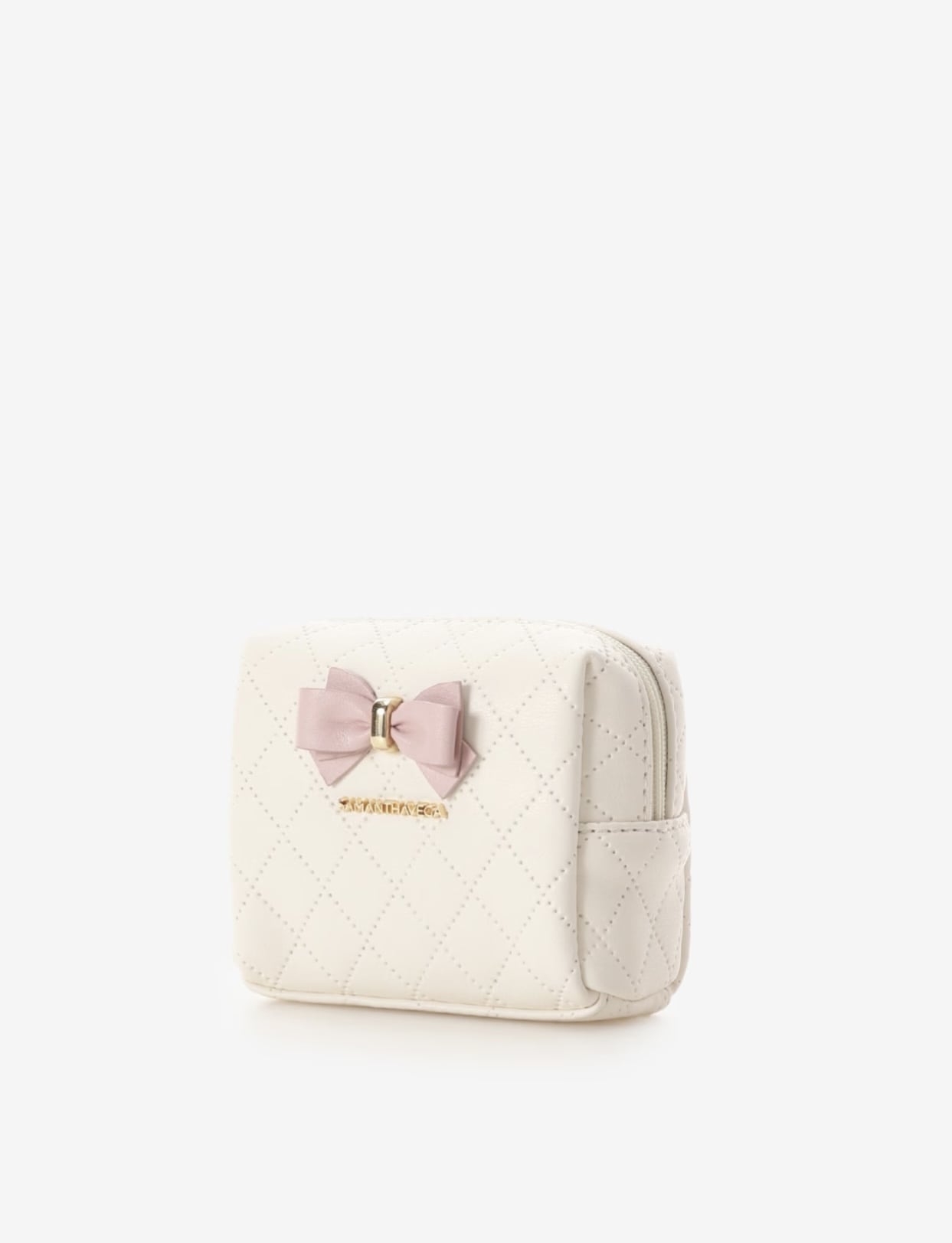 キルティングアクセントリボンミニポーチ【ピンク】 ピンク