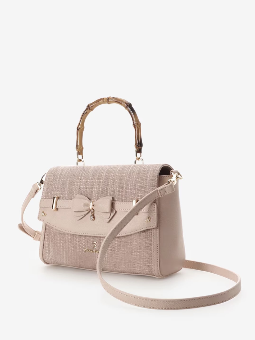 バンブーアクセントリボンショルダーバッグ【ピンク】 ピンク