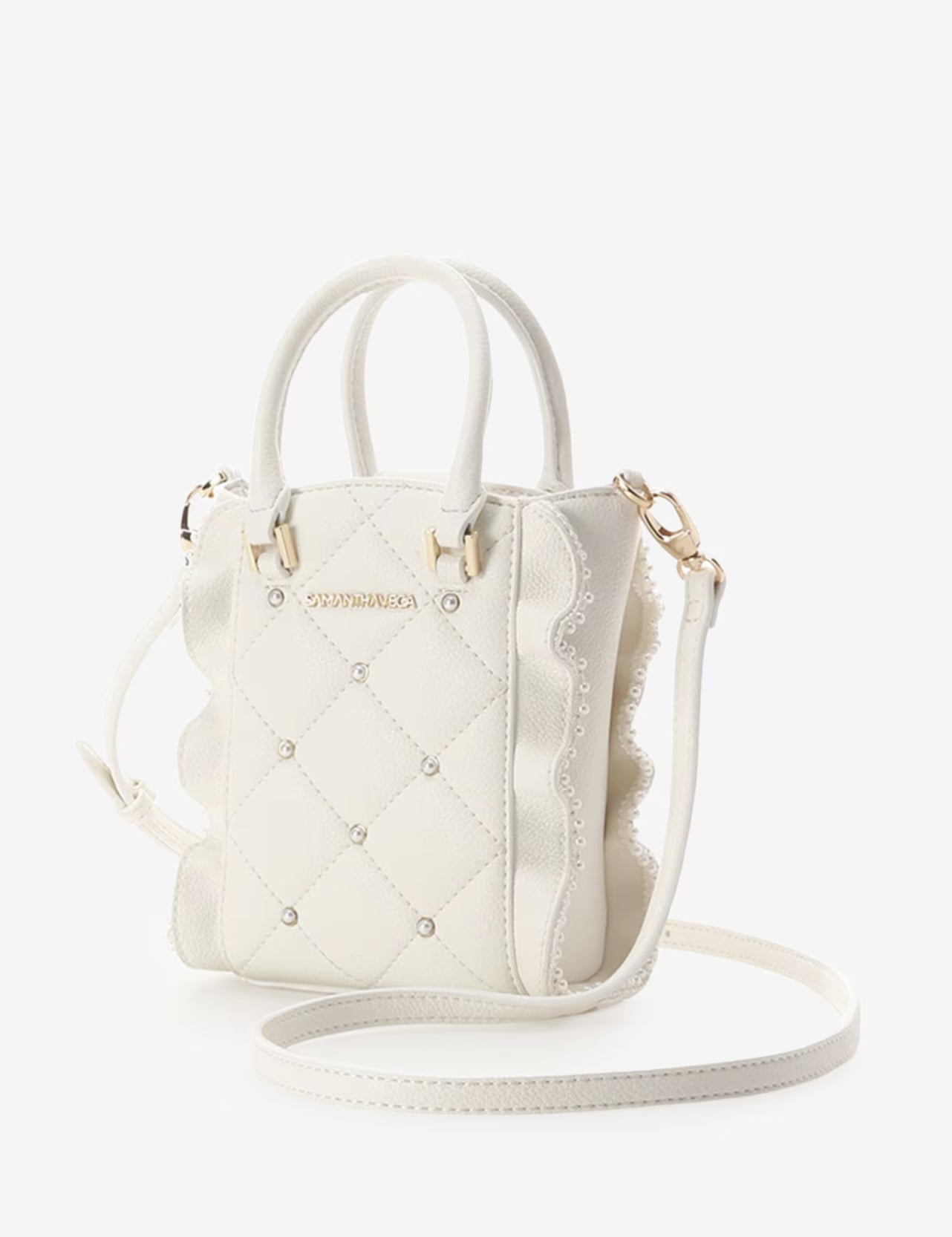 キルティングパールフラッタースマホショルダー【ホワイト】 ホワイト