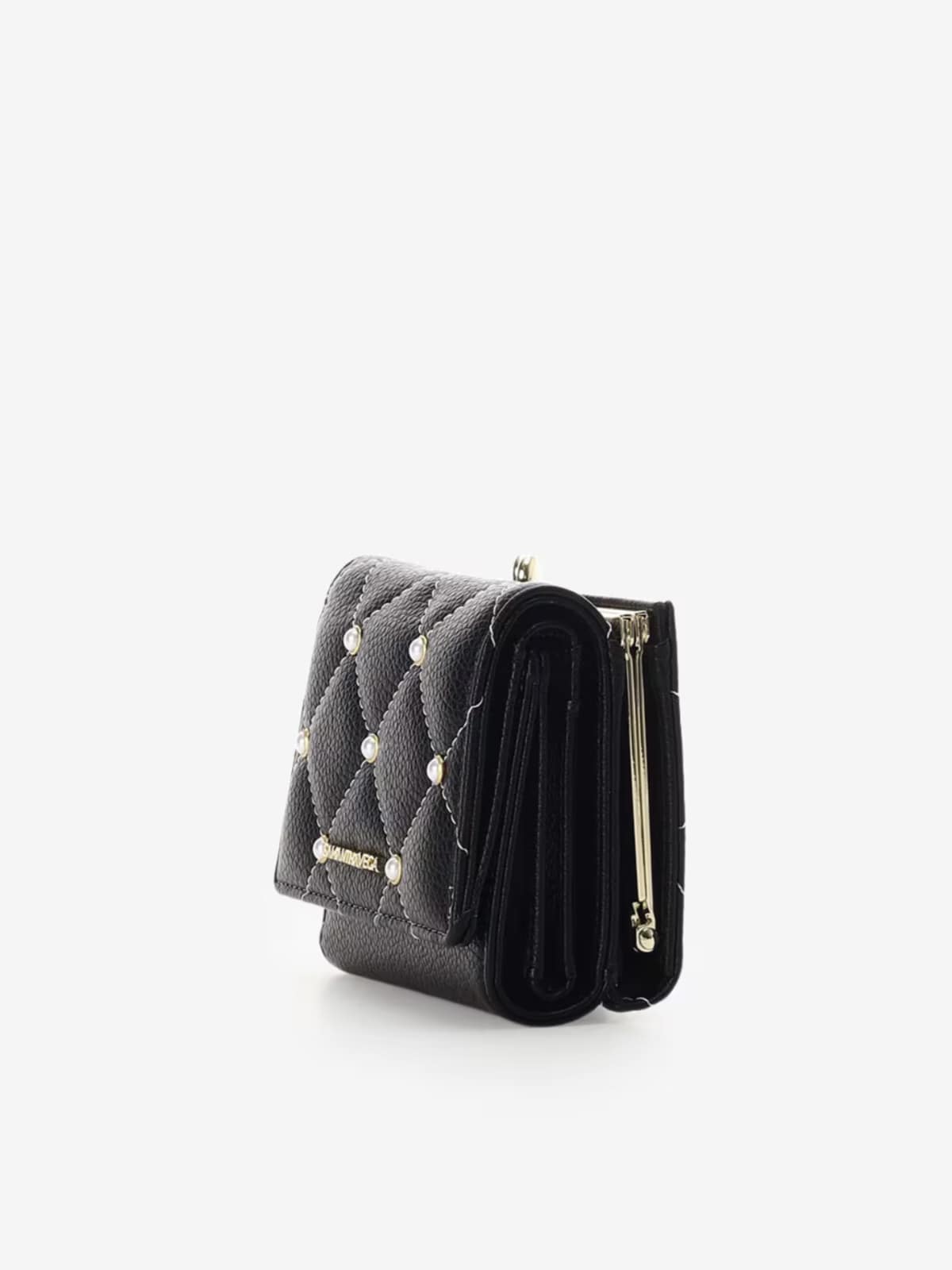 キルティングパールフラッター折財布【ブラック】(ブラック